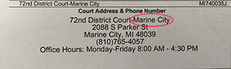 Marine City Ticket Example